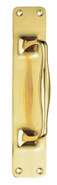 Pull Handle On Back Plate Polished Brass (Per EACH)